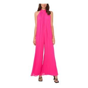 Vince Camuto Women's Halter Pleated Jumpsuit, Pink, US S